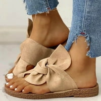Sawvnm Fashion Women Open Toe Slide Bow-knot удобни сандали чехли с ниски токчета Обувки Празник подарък Khaki US: 4.5