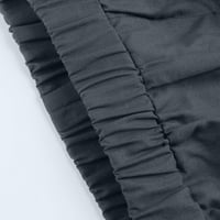 Просвещение за жени панталони жени летни панталони ежедневни чисти цветни еластични талии ленени джобове глезени панталони валцувания сиво 6