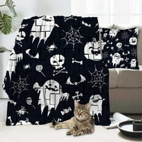 Хелоуин одеяло с калъф за възглавници, луна и метла със звездно нощно одеяло за хола спалня домашно одеяло одеяло,228,32x48 ''