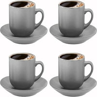 Bruntmor Oz Espresso чаши и чинийки комплект, изработен от Pro-Grade Porcelain комплект