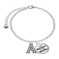 Delight Jewelry Black Nickeltone Crystal Initial - A - Beaded Border - Dome Real Heroes Носят гривна за маски за очарование