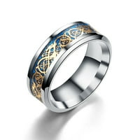 Pgeraug подаръци за жени титаниев стоманен драконов пръстен със сребърен златен дракон от неръждаема стомана пръстен момиче злато