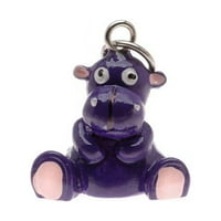 Ръчно рисуван 3D смола чар - Honey the Hippo - Purple