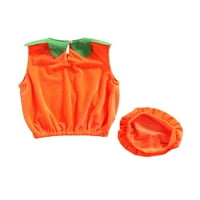 Karuudoo новородено бебе момиче момче Хелоуин костюми без ръкави тиква ромпер боди с шапка оранжево 2- години