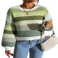 Небрежни цветни блокирани пуловери с дълъг ръкав с дълъг ръкав многоцветни пуловери