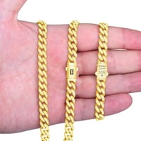 Нураголд 10K Жълто злато Royal Monaco Miami Cuban Link Chain Cheel, мъжки бижута фантазия Bo Clasp 18 - 30
