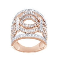 Бял естествен диамантен моден пръстен в 10k розово злато