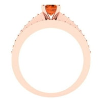 0. CT блестящ кръгъл крой симулиран розов турмалин 18k розово злато пасианс с акценти булчински комплект SZ 4.25