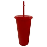 Farfi Коледна слама чаша празнична повторна употреба pp твърд цвят пиене на пиене с капак за дома