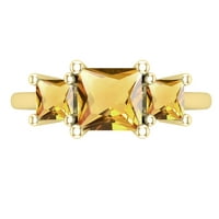 Колекция DazzlingRock Princess Citrine Stone годежен пръстен за жени в 18K жълто злато, размер 9.5