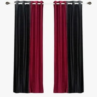 Delancy Black and Burgundy Ring Top Velvet Curtain Panel - 80W 96L - парче