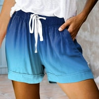 Дамски къси панталони летни ежедневни панталони Градиент за печат на корема Blue XXL