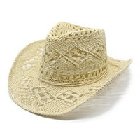 Жени мъже лято западна каубойска шапка оформяща слама шапка издълбана слънце шапка слънце шапка дамско