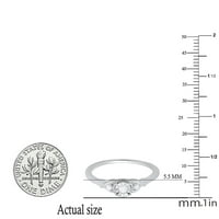 Колекция DazzlingRock Кръгла бял диамантен камък юбилеен пръстен за жени в сребро със стерлинги, размер 4