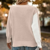 Женски вертикални ивици пуловери кръгла шия дълъг ръкав небрежен разхлабени плетени пуловерни върхове падане винтидж трикотаж