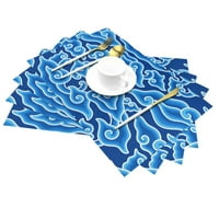 Изтъкани разположени комплекти от, Megamendung Batik Pattern Table Mats Измити топлин