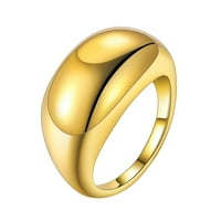 Heiheiup Dome Dome Rangs Gold Plated Подредени дебели ленти пръстени за жени пръст минималистични бижута Размер Midi пръстени