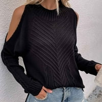 Simplmasygeni Clearance Trendy пуловери с дълъг ръкав за жени плюс размер жените модни солиден цвят ежедневен екипаж на врата с дълъг ръкав свободен тениска блузна върхове пулов