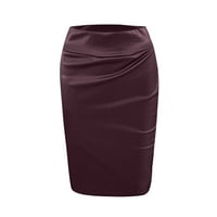 Пола за жени с къс ръкав секси дамска пола модна кожа пола твърд цвят елегантна дължина на коляното кафе кафе