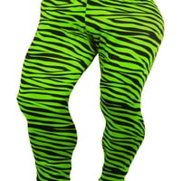 Зелени Zebra Print Men Spande Stretch Pants големи