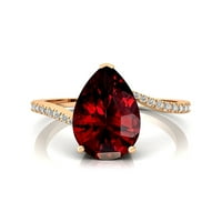 Сватбен пръстен, 18K златен диамантен пръстен, Garnet годежен обещаващ пръстен, януари роден камък пръстен