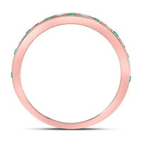 10k розово злато кръг Изумруден диамант редуващ се подреждаща лента пръстен cttw