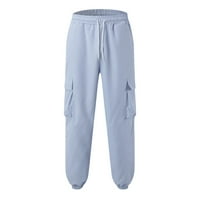 HWMODOU Мъжки товарни панталони твърд цвят права еластична талия с джобове пролет летни мъжки дрехи панталони за мъже