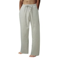 Rovga Mens Pants Мъжки лятна ежедневна дантела нагоре джобове твърди цветни памучни панталони панталони панталони спокойни еластични панталони за талия на талията