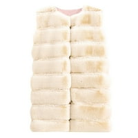 Дълго размито яке жилетка за дамски зимна модна fau козина палто средна дължина пухкава палто без ръкави за ръкавици