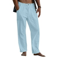 Небрежни панталони мъже мъжки ежедневни твърди панталони панталони с пълна дължина разхлабени панталони джобни мъжки мъжки големи и високи панталони Панталони светло синьо големи