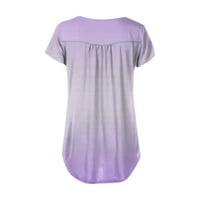 Плюс размери върхове за жени женски v-образно деколте с къс ръкав градиент дами блузи ежедневни ризи за жени светло лилаво l