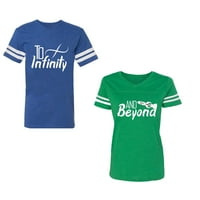 До Infinity & Beyond Unise двойка, съвпадаща с тениска в стил памучна фланелка, контрастиращи ивици на ръкави