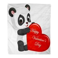 Фланелен хвърляне на одеяло бебе черно очарователна панда карикатура любов червен бамбук мек за диван и диван