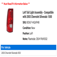 Сглобяване на лявата задна светлина - Съвместим с Chevy Silverado 1500