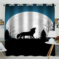 Силует вълк през нощта животински дива природа Практическа топлинна изолация засенчване на прозореца С завеса размер 52 84