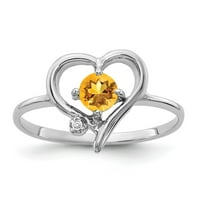 Солиден 14k бяло злато цитрин жълт ноември Gemstone диамантен годежен пръстен размер 5