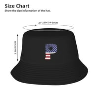 Университет на шапка за мъже за мъже, азбука P America USA Flag Fashion Fishing Hat Cute Fisherman Cap, Black