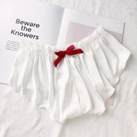 Miyanuby плюс размер копринени бикини за жени секси сатенен сатенен шорти Ultra Comfort Soft Pajamas бельо за сън, бяло, S