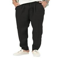 Grianlook Men Summer Pants Сълви цветни панталони с теглене на леки дъна с висока талия Мъжки монтирани еластични талия небрежни с джобове мъжки черни 2xl