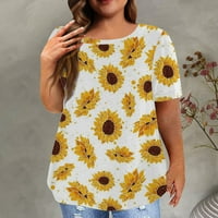 Homenesgenics дамски върхове Просвещение Мода жени с къс ръкав флорален отпечатан кръгла деколте върху върхове с размер на летни тениски блузна ризи