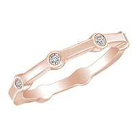 0. Карат кръгла форма бяла естествена диамант сватбена лента пръстен 18k твърд розов златен пръстен размер-6