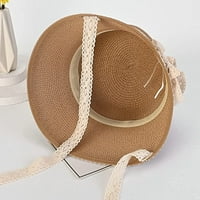 Cocopeaunt жени широк ръб Строй слънчева шапка Sun Protection Hat Fashion Band Fedora Hat Comfy Caps Outdoor Travel