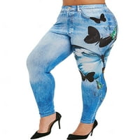 Glonme жени флорални отпечатани стречителни дънки кльощави летни панталони бутон ваканция гамаши от дънкови панталони