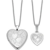 Сребърен сребърен RH -поставен набор от сърце и медальон - JBSP