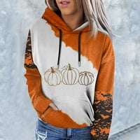 Apepal женски качулки с дълъг ръкав суичъри дрехи тийнейджър момиче ежедневен пуловер пуловер с джобове Хелоуин бял l
