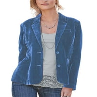 Frontwalk Women Slim Fit Дълги ръкав Блейзър костюм солиден цвят ежедневен бизнес яке жилетка работни якета якета блейзери с джобове светло синьо m
