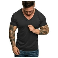 Тениски за мускули на мъжки мускули мъже мъже с къс ръкав солидна тънка тениска с тениска с v-образно деколте блуза блуза блуза