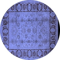 Ahgly Company Machine ПРОЧАВАНЕ НА ВЪЗДУШНИ КРЪГО ОРИЕНТАЛЕН Сини традиционни килими, 8 'кръг