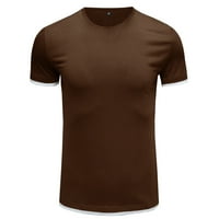 Мъжки едно тениска за памучна тениска с къс ръкав пчелен мускул Основен твърд чист цвят блуза тениска отгоре