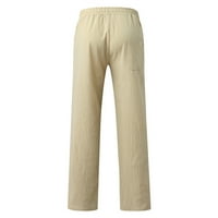 Xinqinghao Lounge Pants Мъжки ежедневни плътни пълни дължини прави панталони джобни панталони панталони панталони khaki m